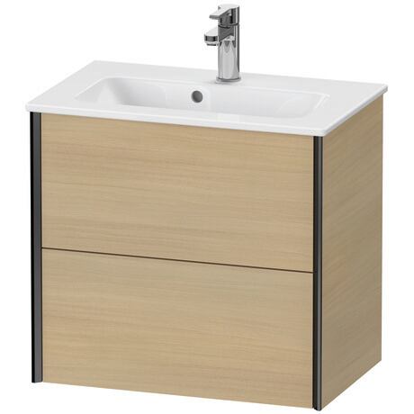 Vanity unit wall-mounted, XV41780B271 Mediterranean oak Matt, Real wood veneer, Profile: Black