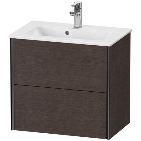 Vanity unit wall-mounted, XV41780B272 Brushed dark oak Matt, Real wood veneer, Profile: Black