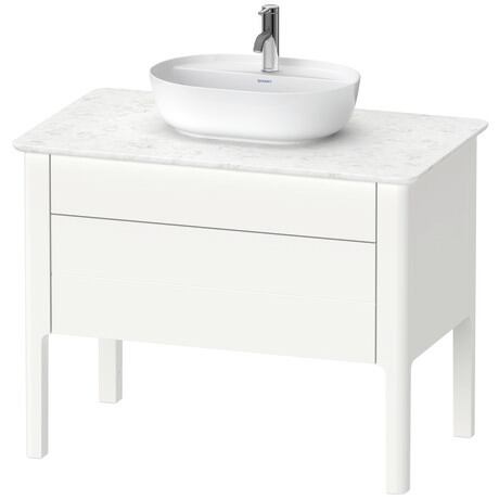 Console vanity unit floorstanding, LU956903636 White Satin Matt, Lacquer