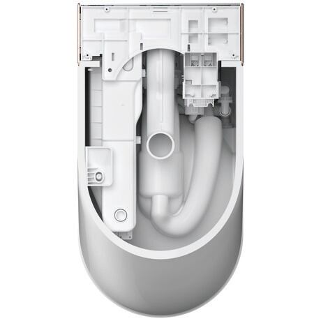 Integrated shower toilet, 620000021501321 Flushing rim: Rimless, White, HygieneGlaze, Rosé gold, Seat material type: Thermoplastic, Lid material type: Thermoplastic, Adjustable shower jet position level: Infinitely adjustable, Controllable spray jet intensity steps: Infinitely adjustable, Remote control, App, Number of programmable user profiles: 2, Odour extraction, Operation type: Remote control, App, Number of programmable user profiles: 2, Odour extraction, Energy saving mode: Adjustable, Rated voltage: 110 V, Frequency: 60 Hz