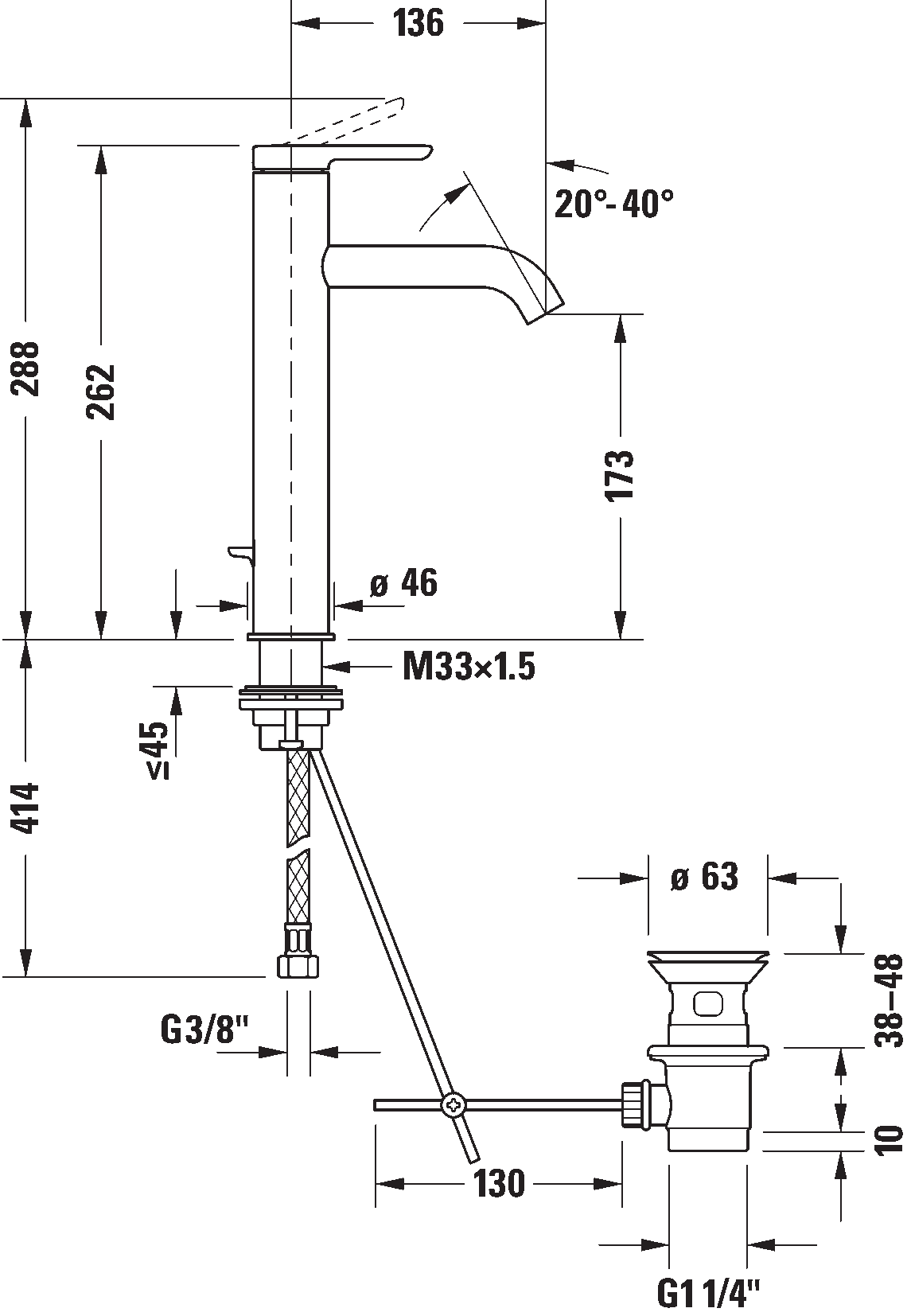 Single lever basin mixer L, C11030001