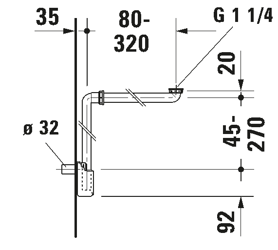 Space-saving siphon, 005076