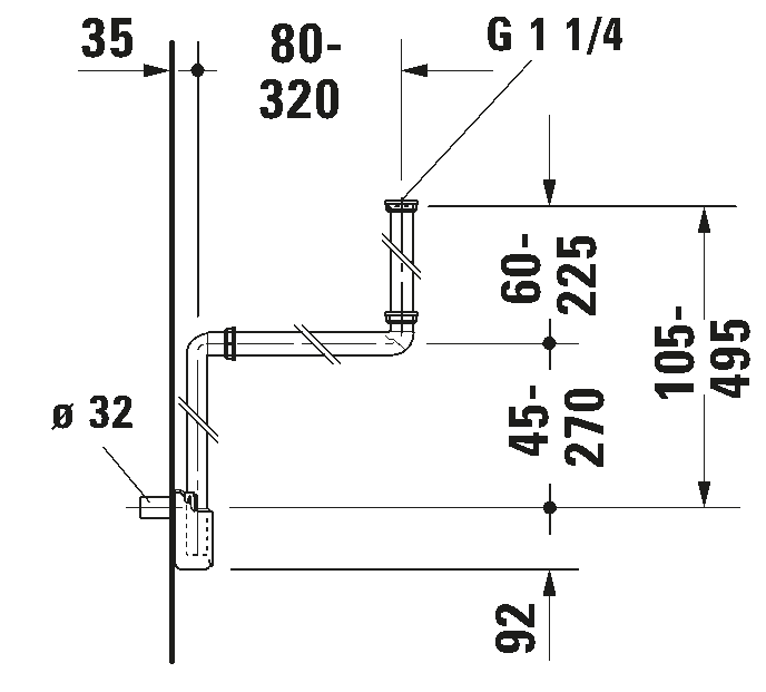 Space-saving siphon, 005076