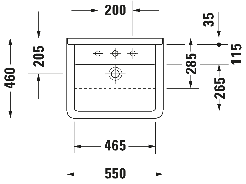 Semi-recessed washbasin, 031055