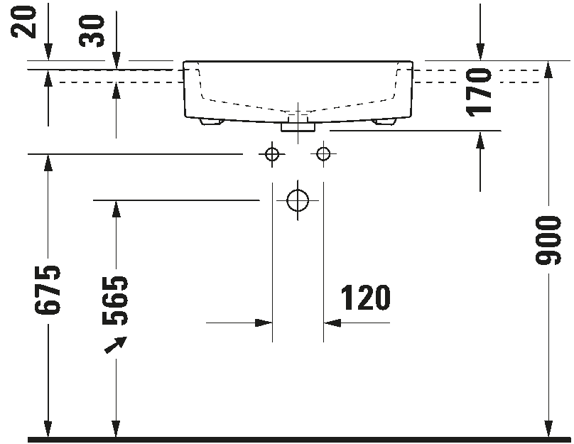 Semi-recessed washbasin, 031455