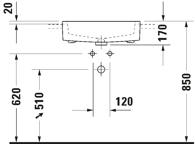 Semi-recessed washbasin, 031455