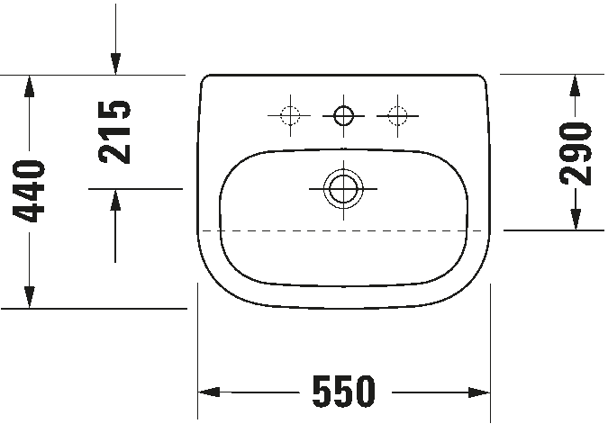 Semi-recessed washbasin, 033955