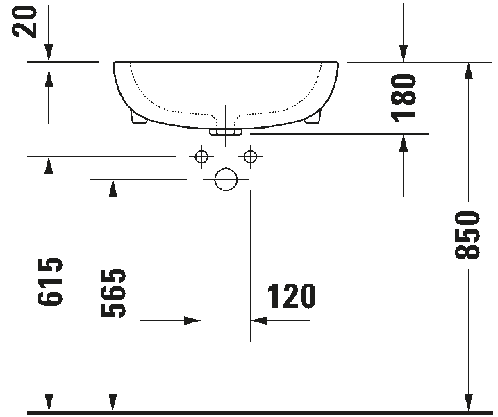 Semi-recessed washbasin, 033955