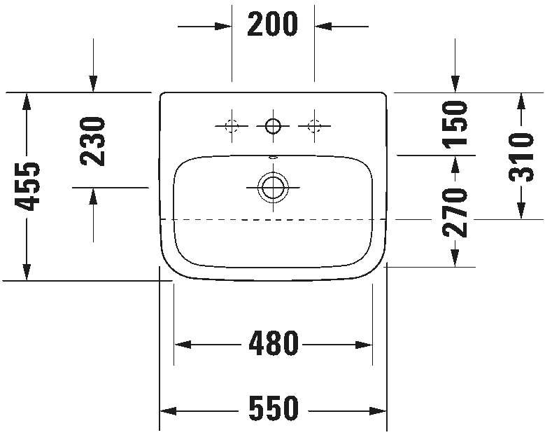 Semi-recessed washbasin, 037555