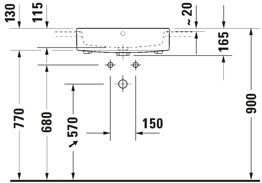 Semi-recessed washbasin, 038255