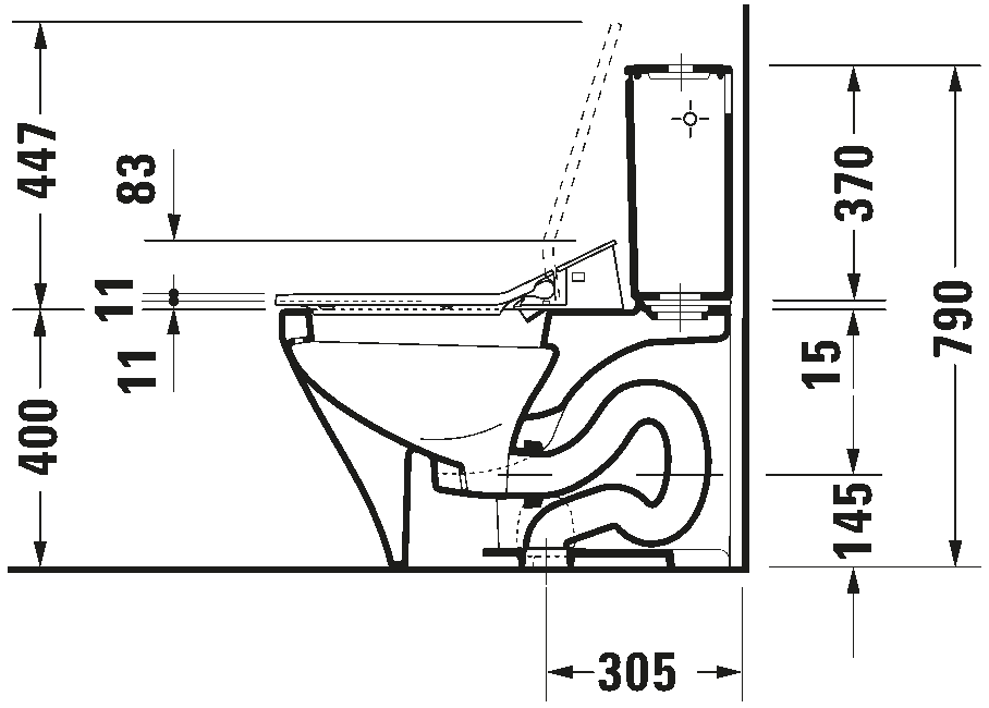 Two piece toilet for shower toilet seat, 216051