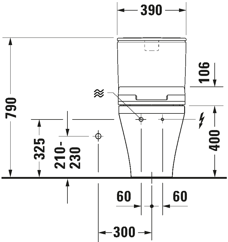 Two piece toilet for shower toilet seat, 216051