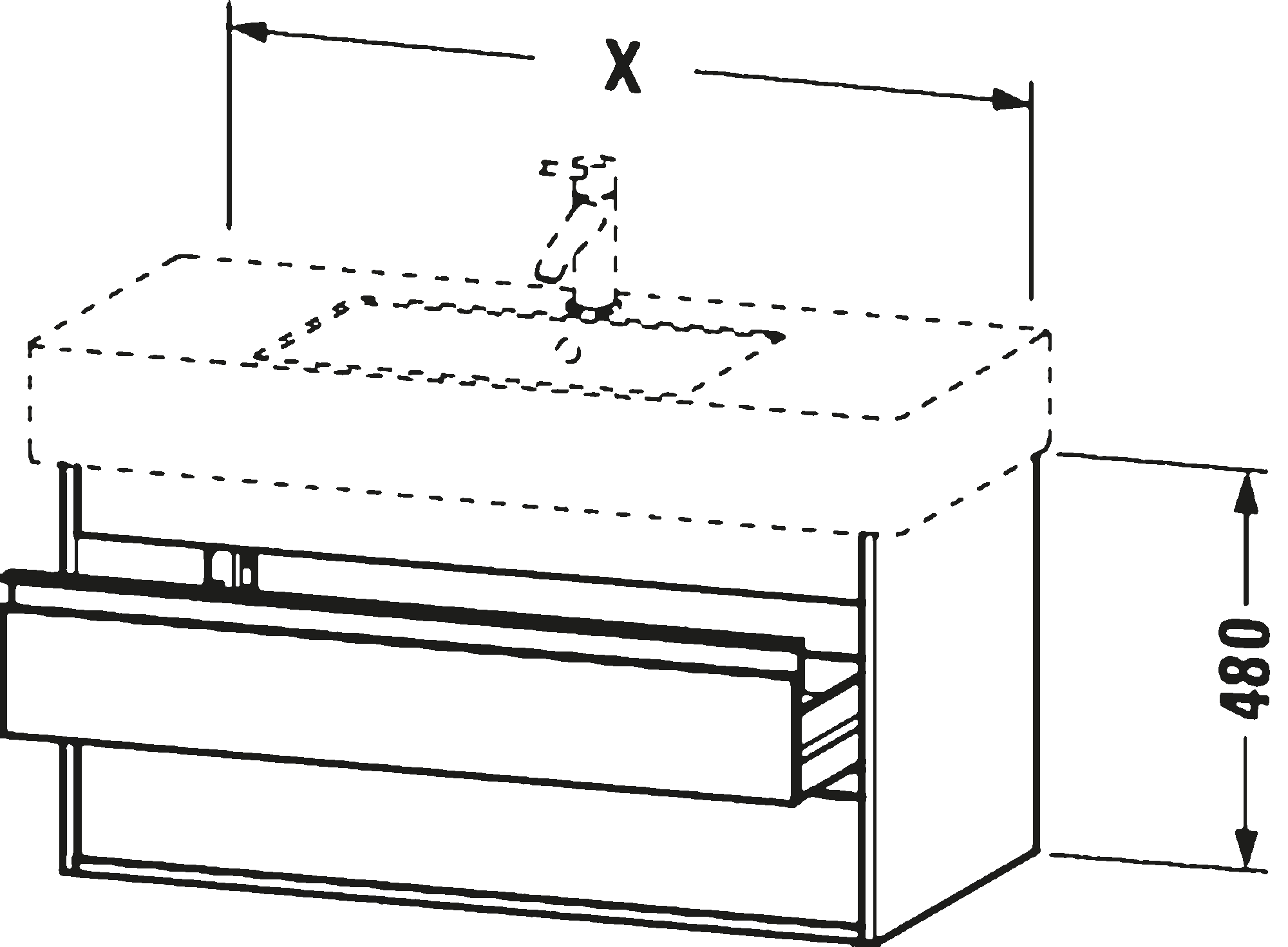 Vanity unit wall-mounted, KT6642