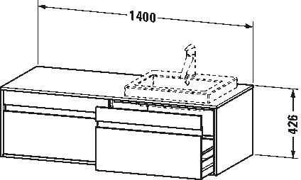 Console vanity unit wall-mounted, KT6797 B/L/R