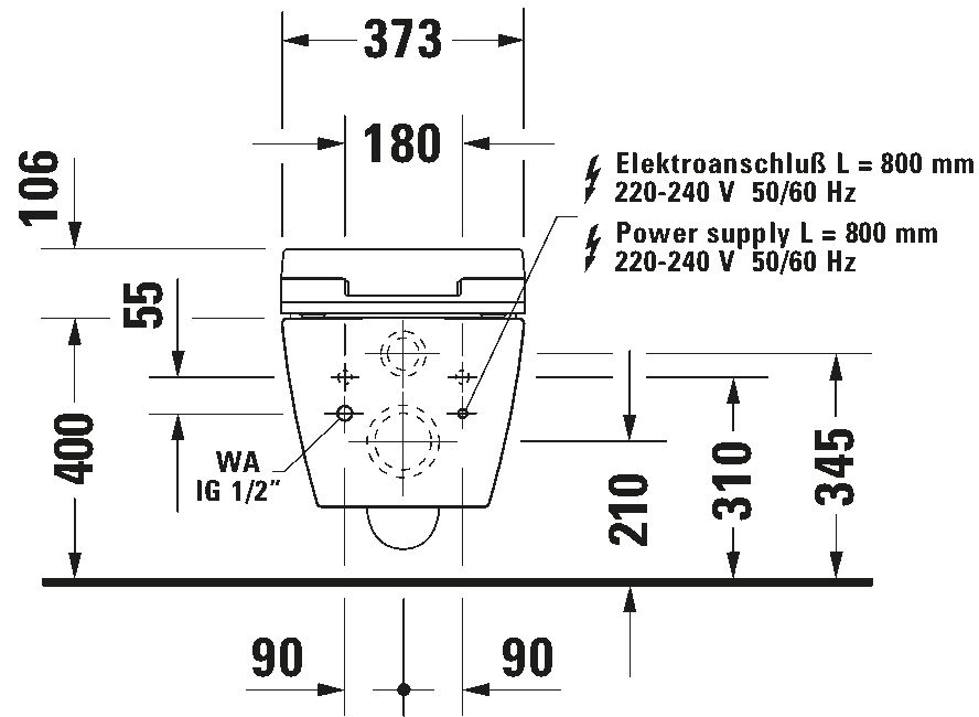 Toilet wall-mounted for shower toilet seat, 252859