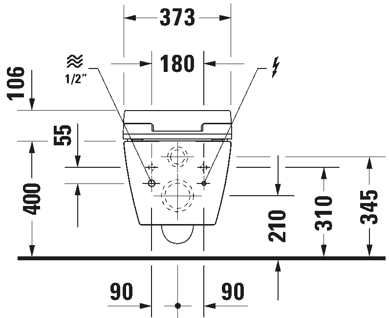 Toilet wall-mounted for shower toilet seat, 252959