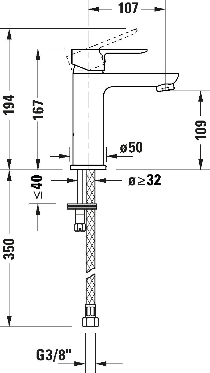 Single lever basin mixer M, A11020002