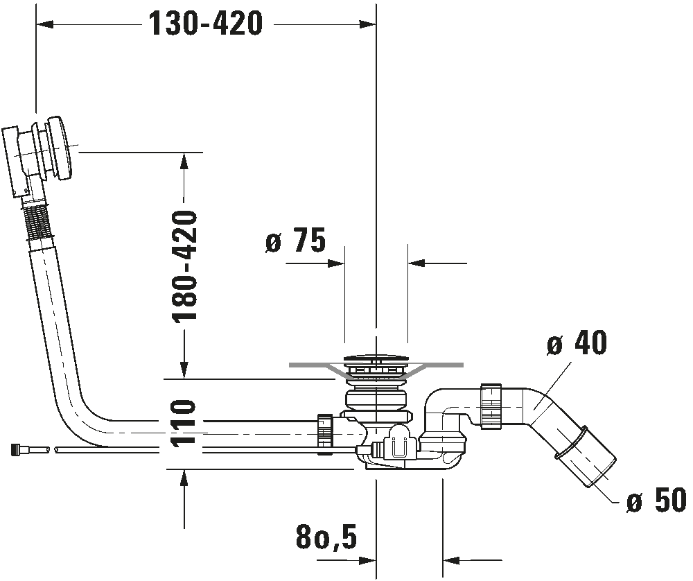 Waste and overflow with inlet, 791226