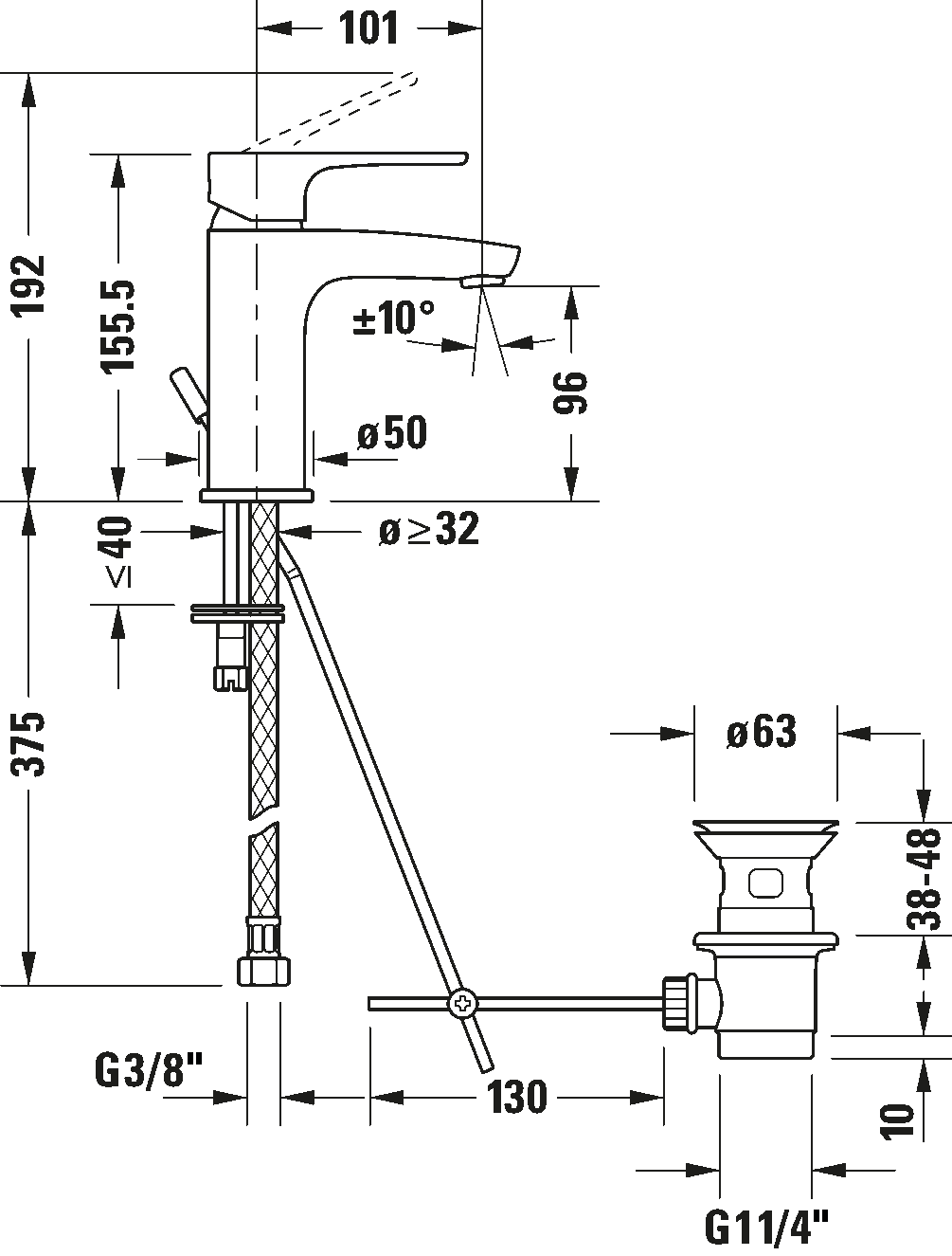 Single lever basin mixer S, B11010001