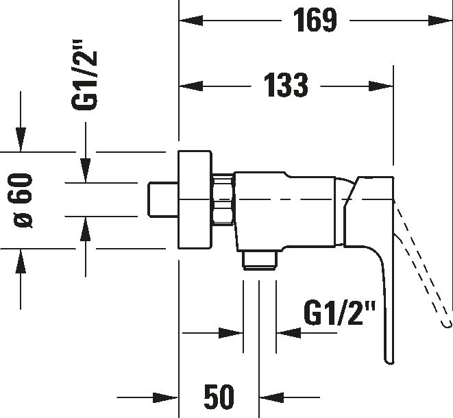 Single lever shower mixer for exposed installation, B14230000