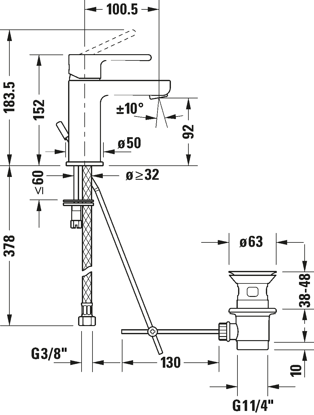 Single lever basin mixer S, B21010001