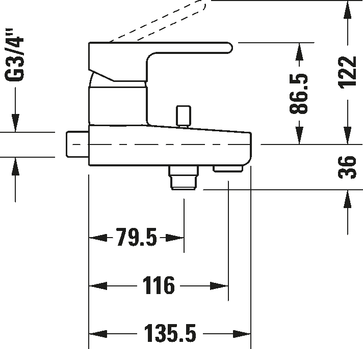 Einhebel-Wannenmischer Aufputz, B25230000