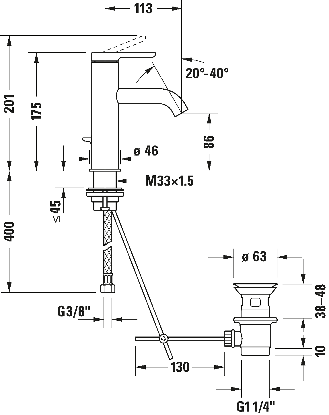 Single lever basin mixer M, C11020001