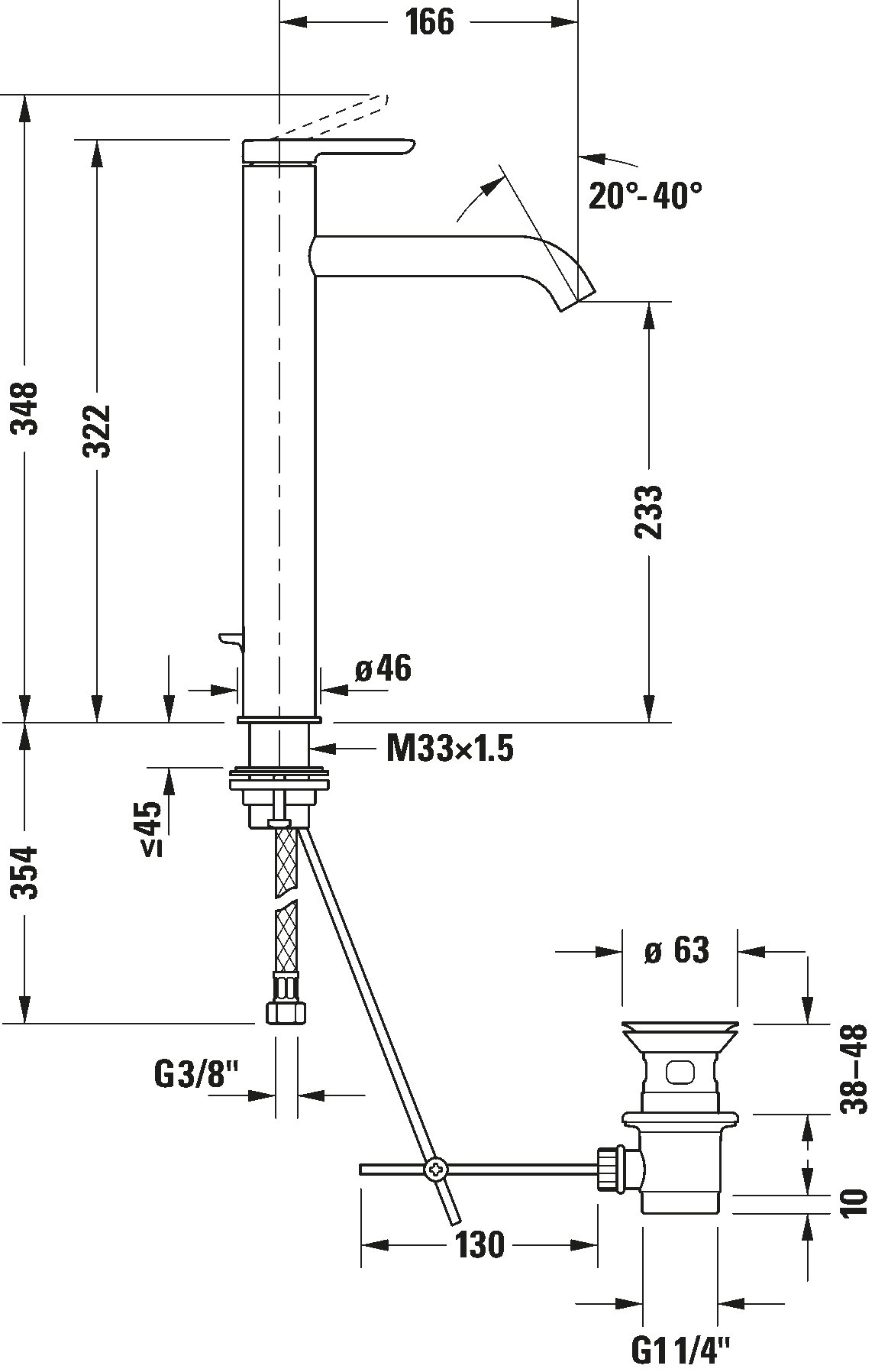 Single lever basin mixer XL, C11040001