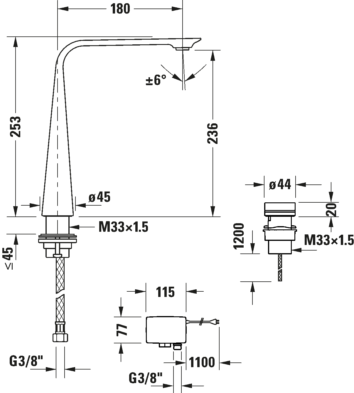 2 Hole basin mixer electronic XL, D11110007