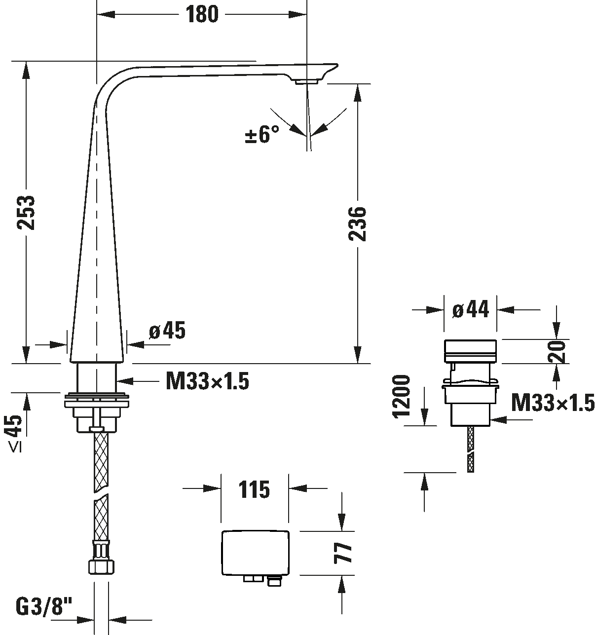 2 Hole basin mixer electronic XL, D11110008