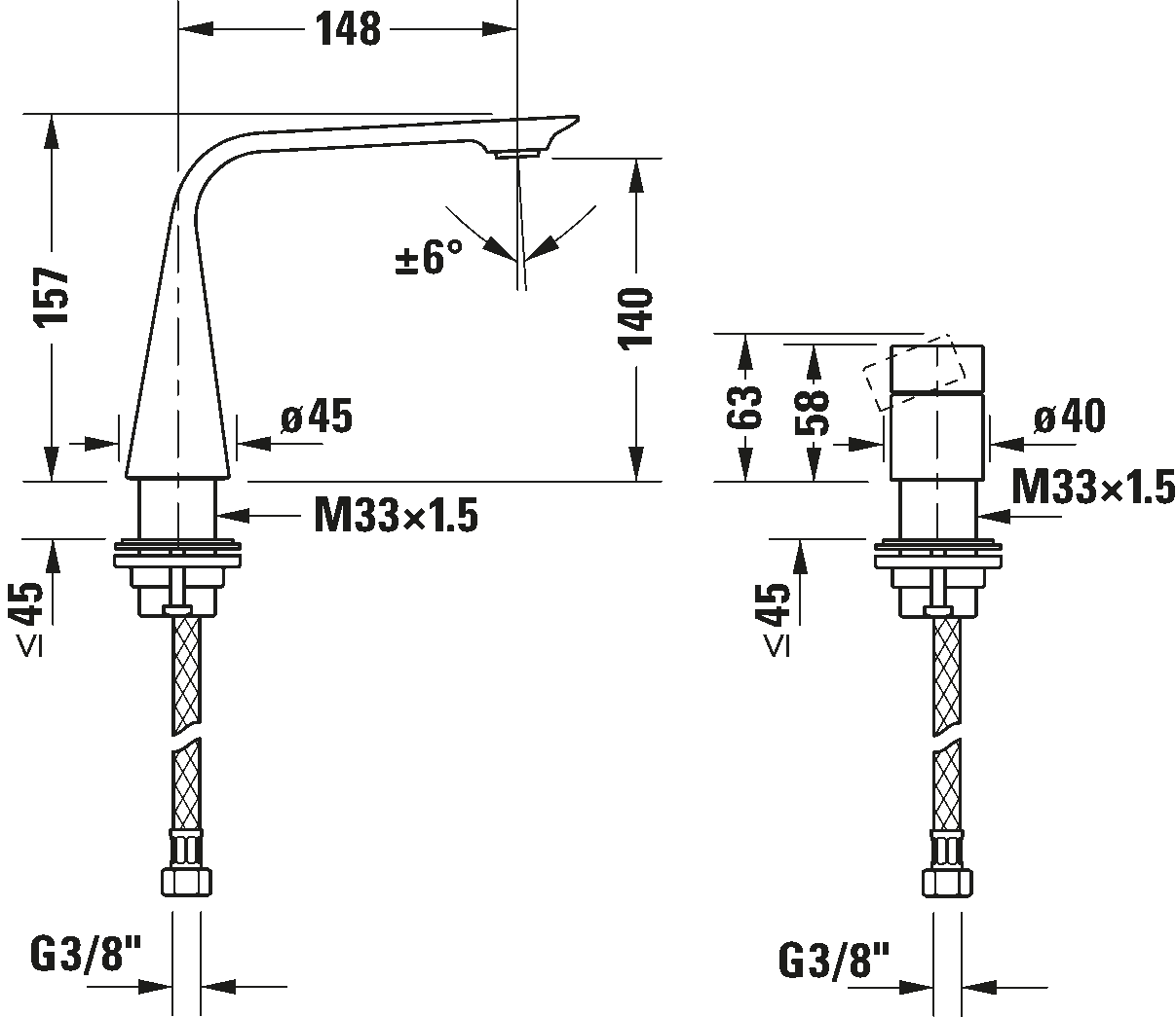 2 Hole basin mixer M, D11120009