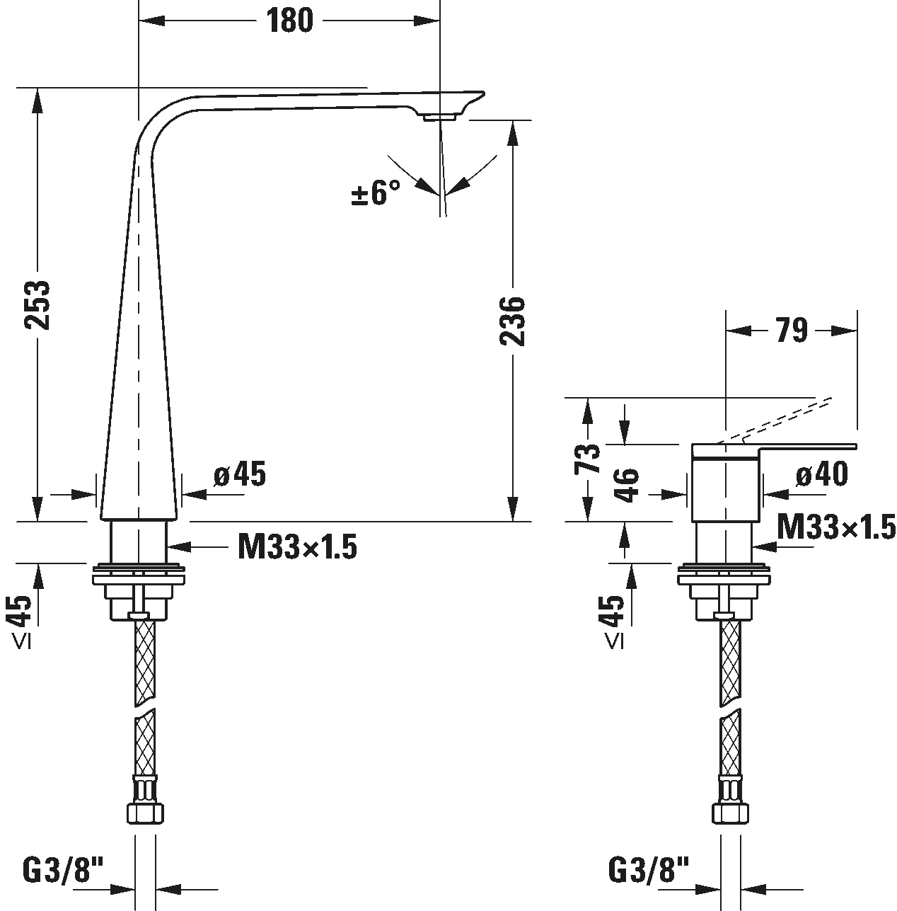 2 Hole basin mixer XL, D11130002