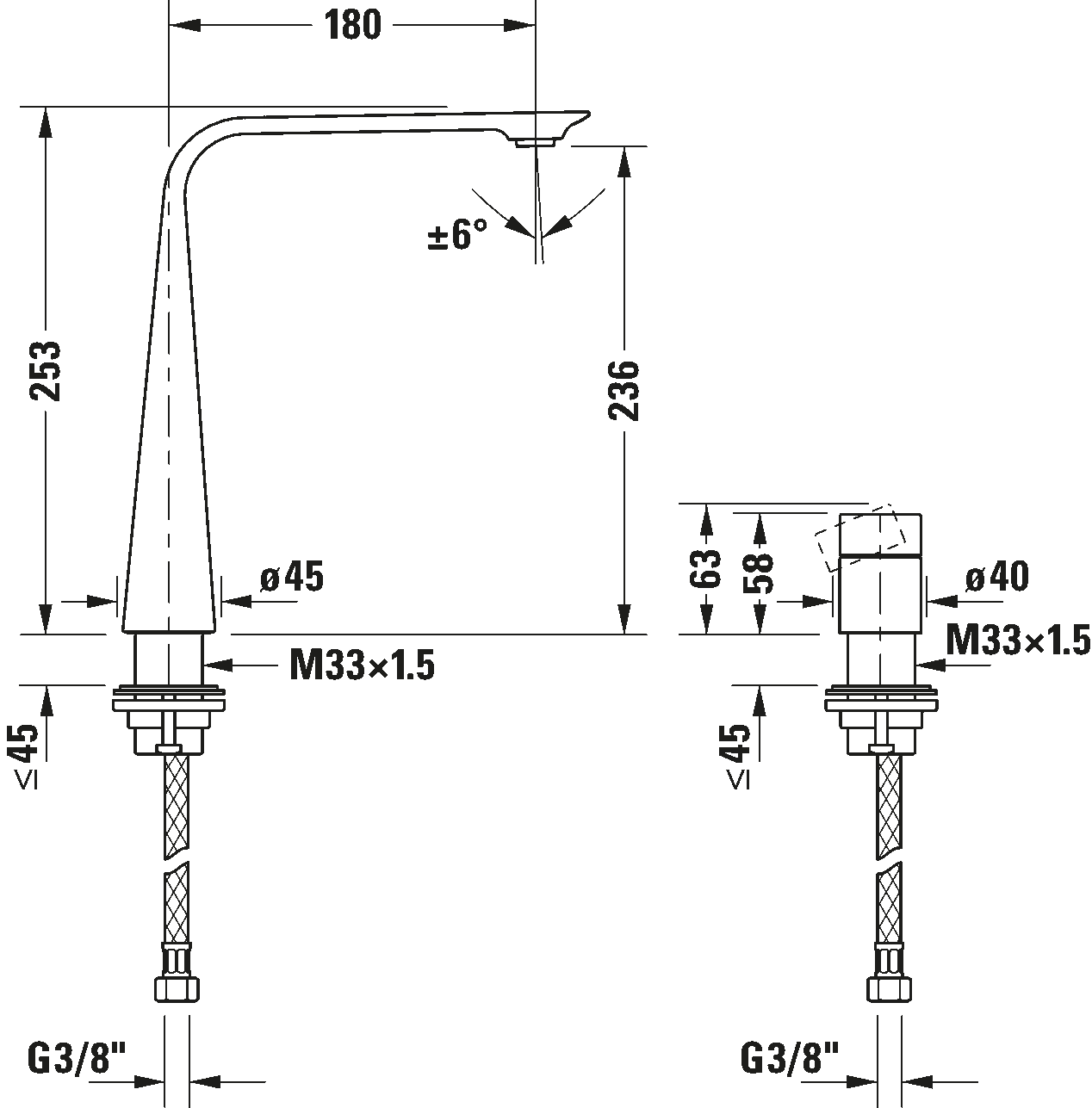 2 Hole basin mixer XL, D11130009