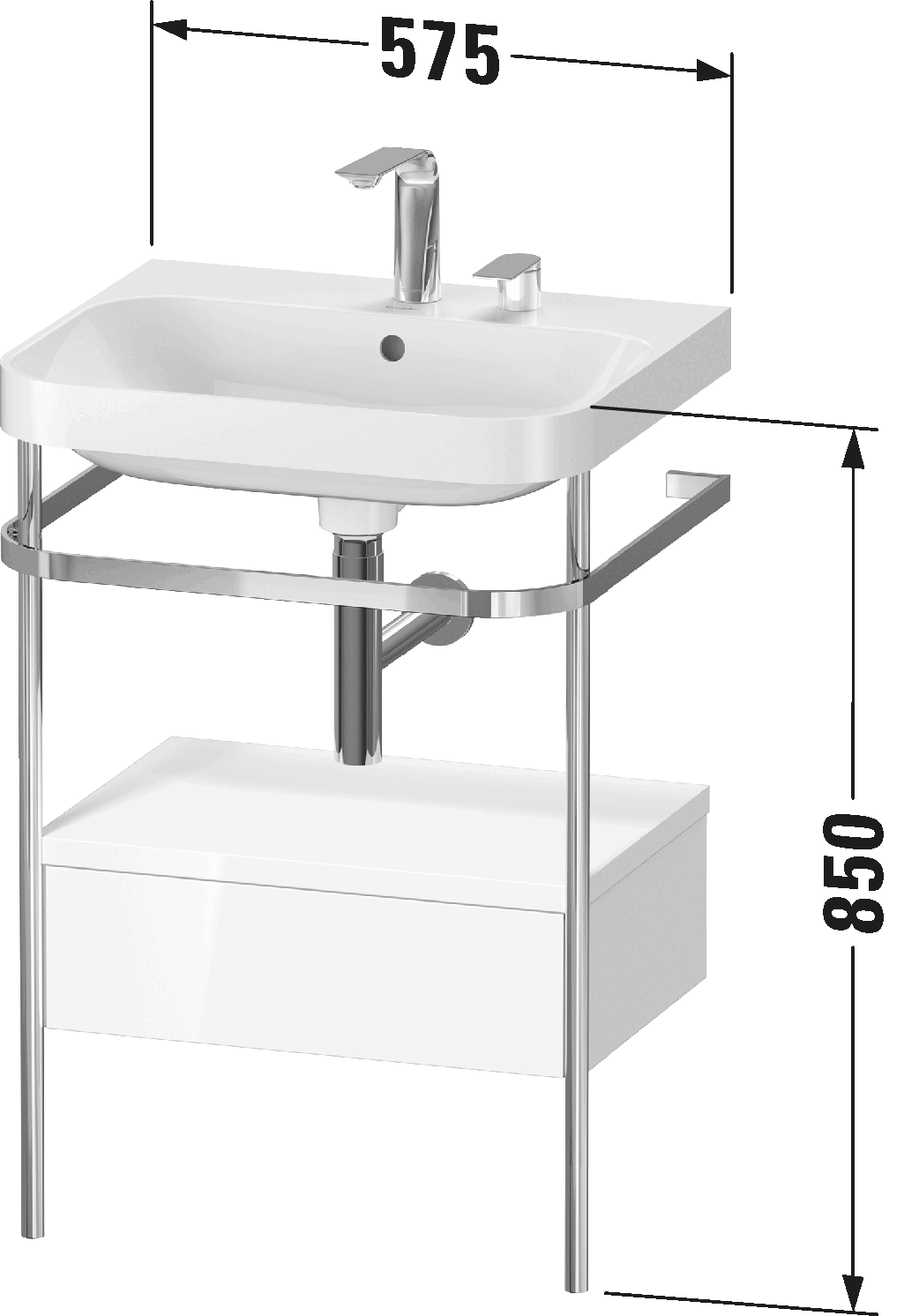 c-shaped Set with metal console and drawer, HP4840 E/N/O