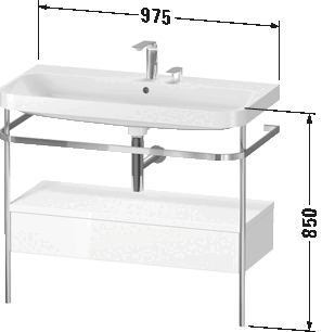 c-shaped Set with metal console and drawer, HP4843 E/N/O