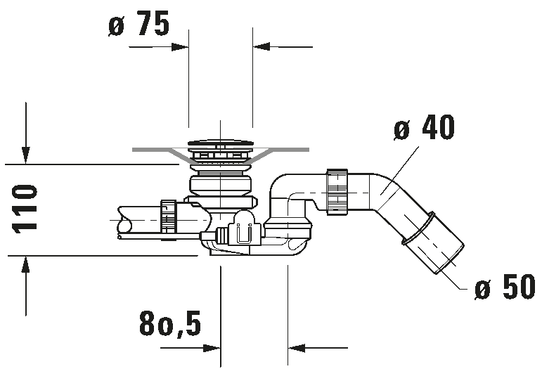 Waste and overflow with inlet, 791226