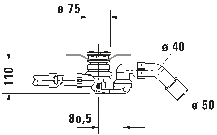 Waste and overflow with inlet, 791227