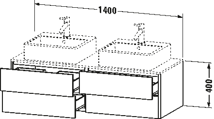 Console vanity unit wall-mounted, XS4916 B