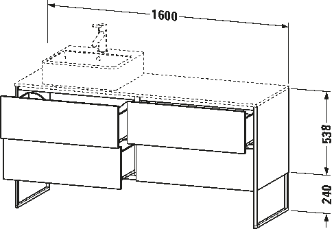 Console vanity unit floorstanding, XS4924 L/R