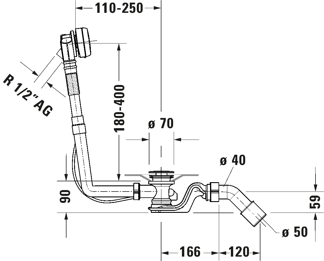 Waste and overflow with inlet, 792201