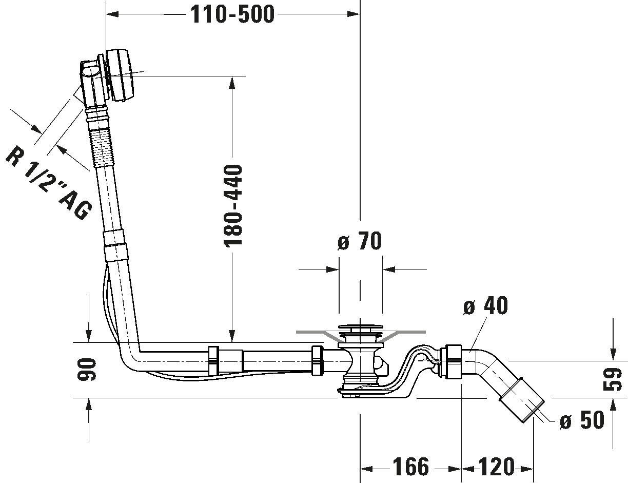 Waste and overflow with inlet, 792203