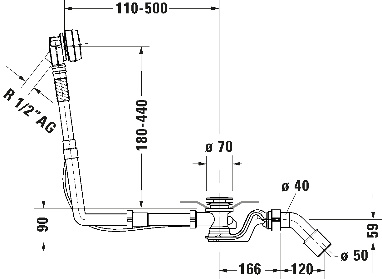 Waste and overflow with inlet, 792205