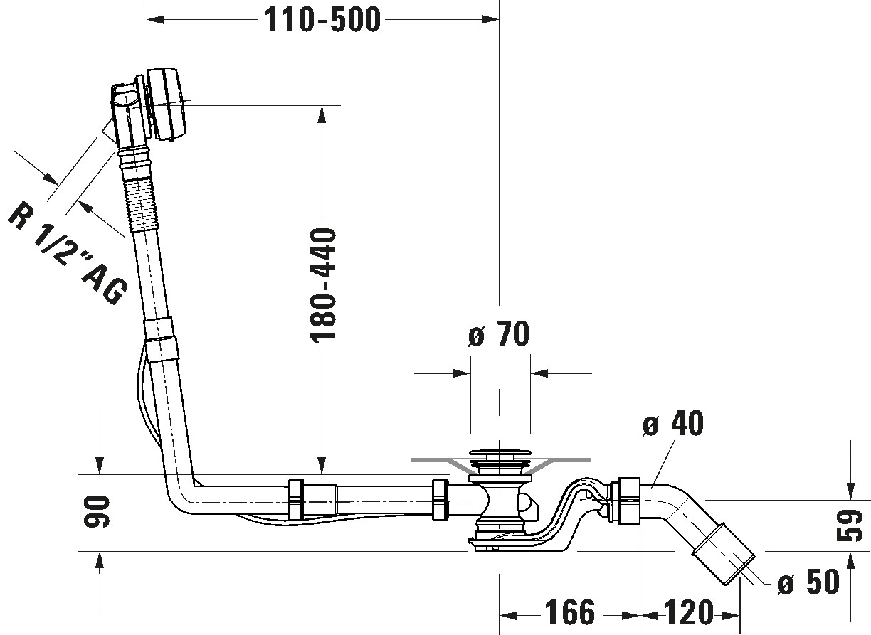 Waste and overflow with inlet, 792209