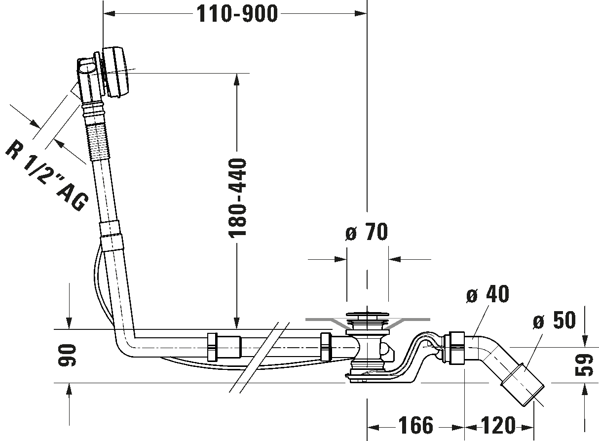 Waste and overflow with inlet, 792211