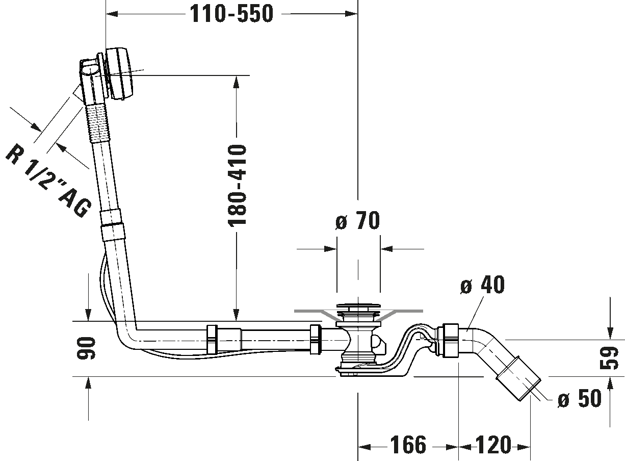 Waste and overflow with inlet, 792217