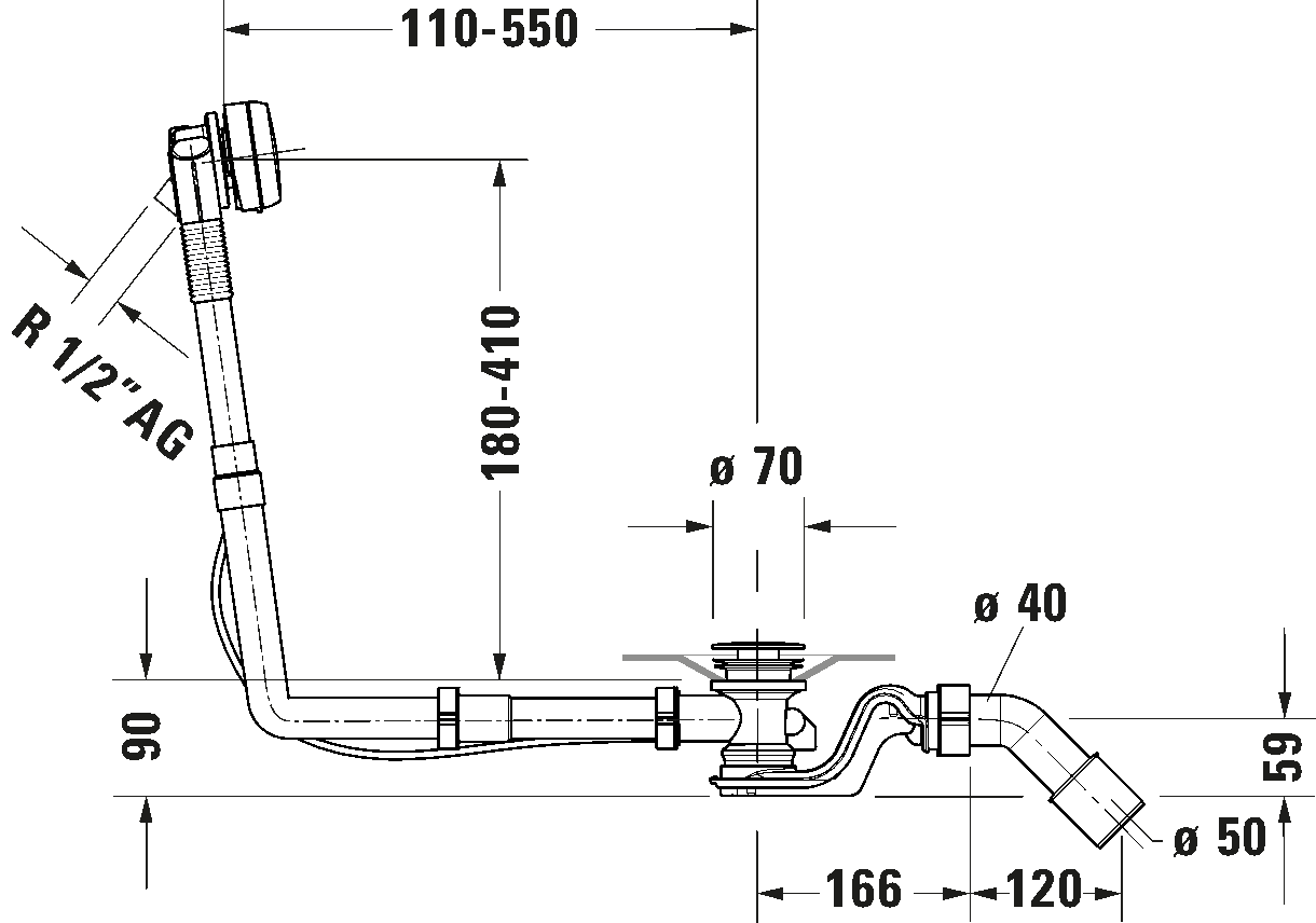 Waste and overflow with inlet, 792219