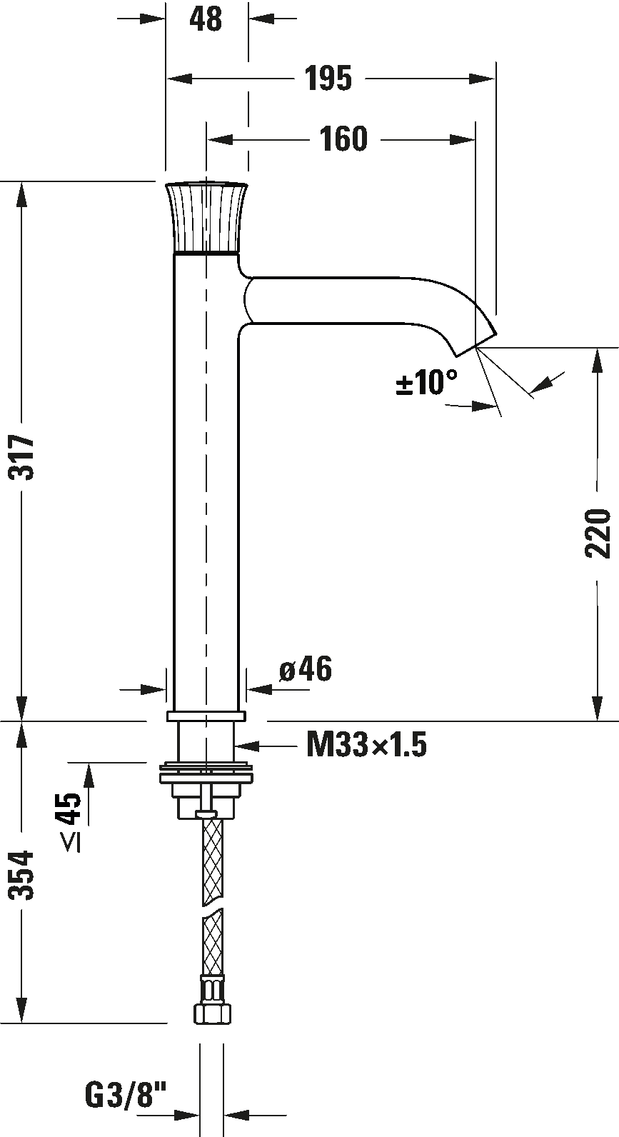 Single lever basin mixer XL, WT1040002