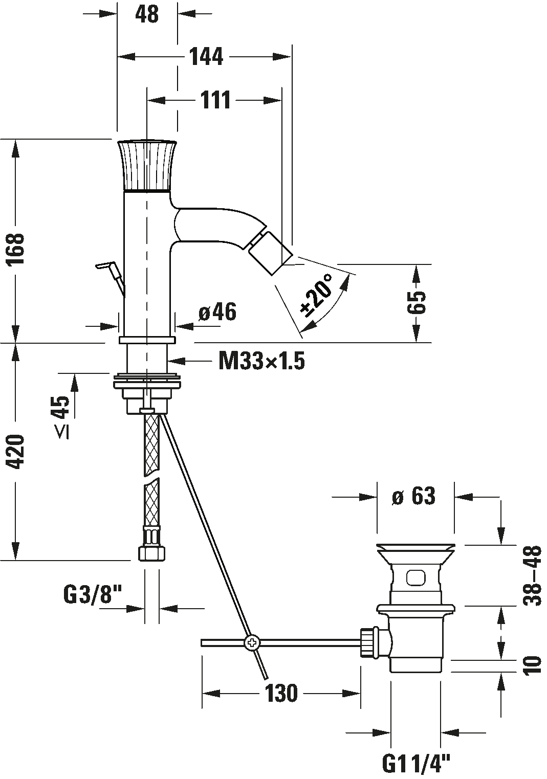 Single lever bidet mixer, WT2400001