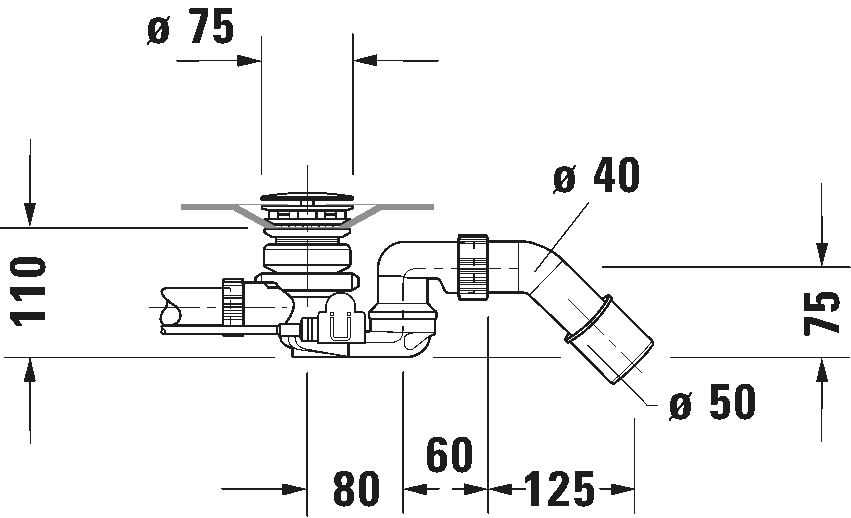 Waste and overflow with inlet, 791228