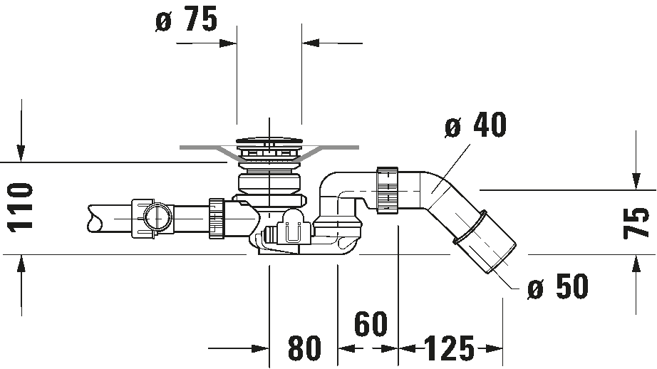 Waste and overflow with inlet, 791227